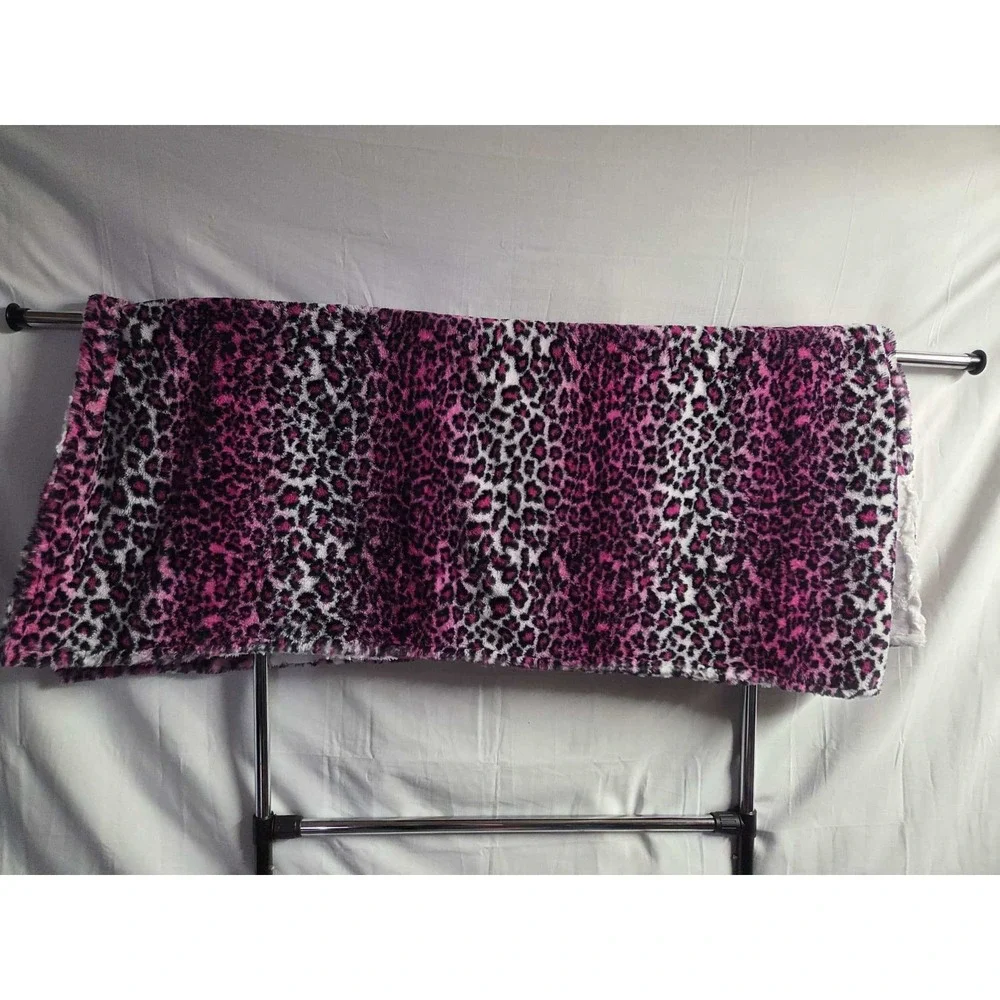 Minky Mama Patchwork Minky Blanket 46x57 Purple White Leopard‎ Plush Throw Soft